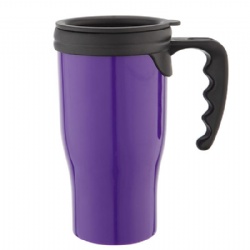 16 oz dual-wall stainless steel AS clamshell coffee mug with handle