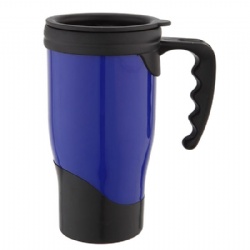 16 oz dual-wall stainless steel coffee mug with AS clamshell handle office mug