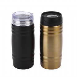 16 oz dual-wall stainless steel coffee cup with screwed cover