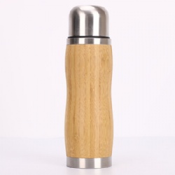 350ML three-layer stainless steel natural bamboo vacuum insulation cold bottle