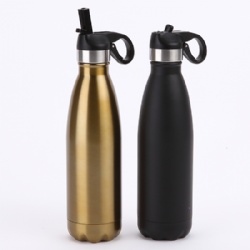Cold insulation 17OZ dual-wall stainless steel vacuum cup bowling water bottle with a straw coke bottle